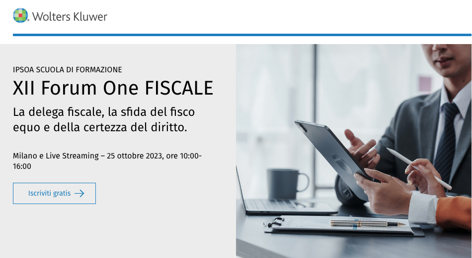 Forum One Fiscale: appuntamento il 25 ottobre