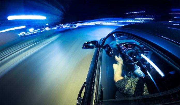Crazy ride on the night by car
