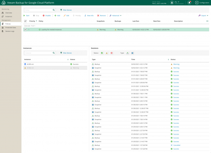 Veeam Backup for Google Cloud Platform Screen Shot 2021-02-02 at 11.45.53 AM300