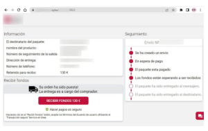 Esempio di link di phishing creato da Classiscam