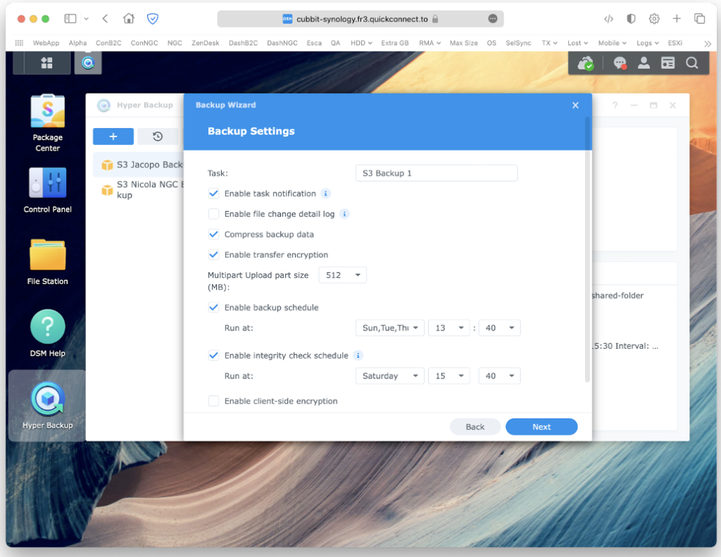 backup off-site con Cubbit e Synology Hyper Backup